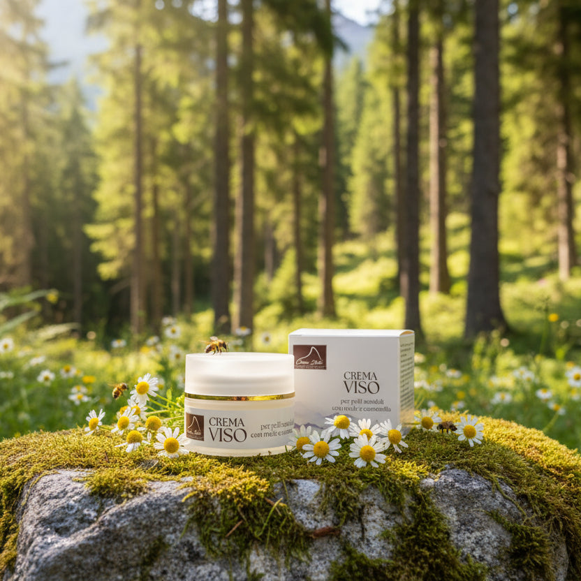Crema Viso con Miele e Camomilla • 50g • Una carezza lenitiva alpina per il tuo nutrimento naturale