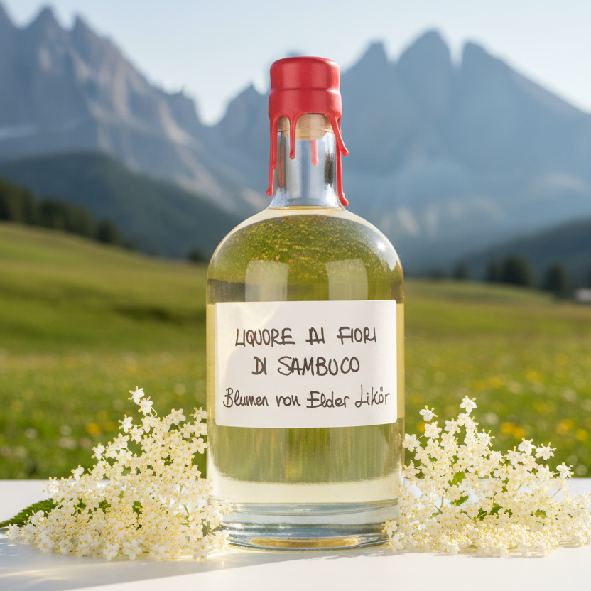 Liquore ai Fiori di Sambuco Fedrizzi - Prodotto Artigianale Trentino - 50cl