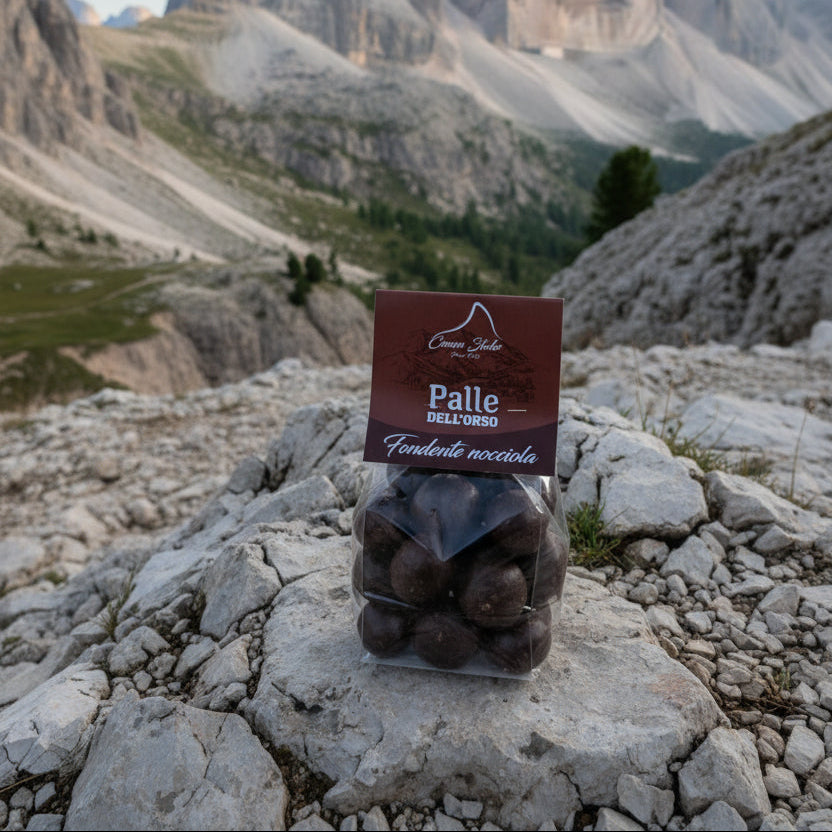 Palle dell'Orso • Cioccolato Fondente e Nocciola • 150g • Intensità fondente e invitante croccantezza