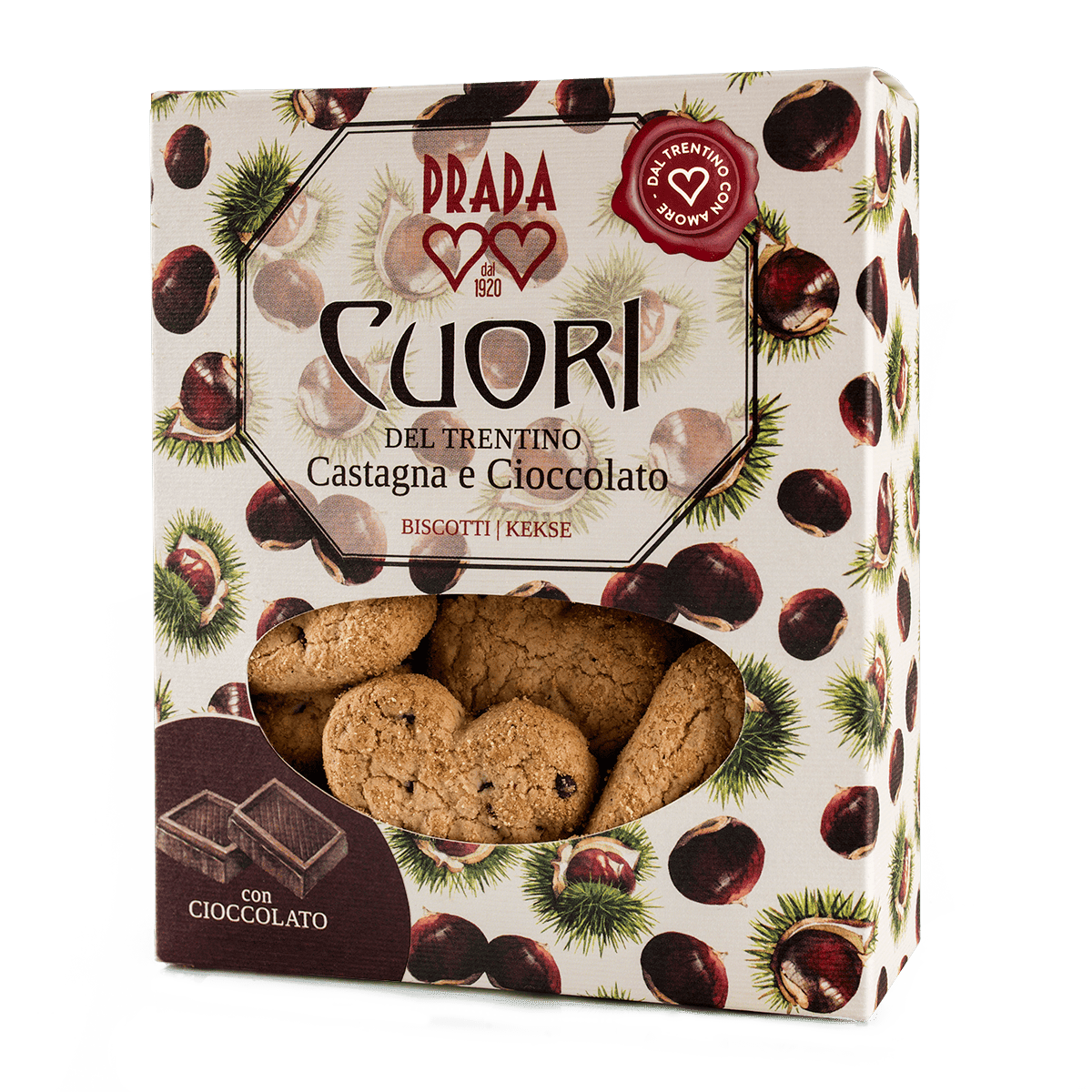 Cuori Castagna e Cioccolato • 180g • Il gusto avvolgente dell'autunno racchiuso da cuori dalla golosità intensa